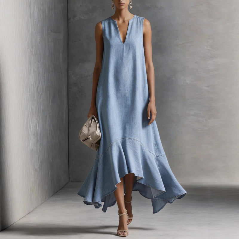 Alana - Women's Linen-Look Sleeveless Midi Dress