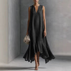 Alana - Women's Linen-Look Sleeveless Midi Dress