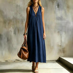 Alexa - Women's Sleeveless Linen Look Maxi Dress