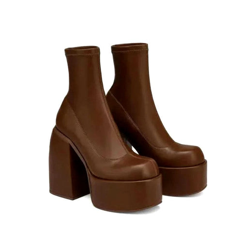 Alexina - Women's Stretch Sock Chunky Block Heel Boots 2