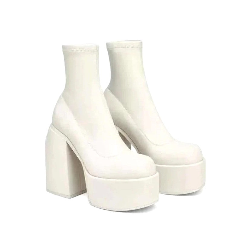 Alexina - Women's Stretch Sock Chunky Block Heel Boots 3