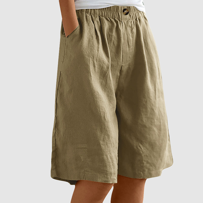 Alicia - Women's Relaxed Wide Leg Knee-Length Shorts