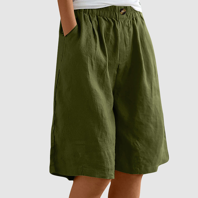 Alicia - Women's Relaxed Wide Leg Knee-Length Shorts