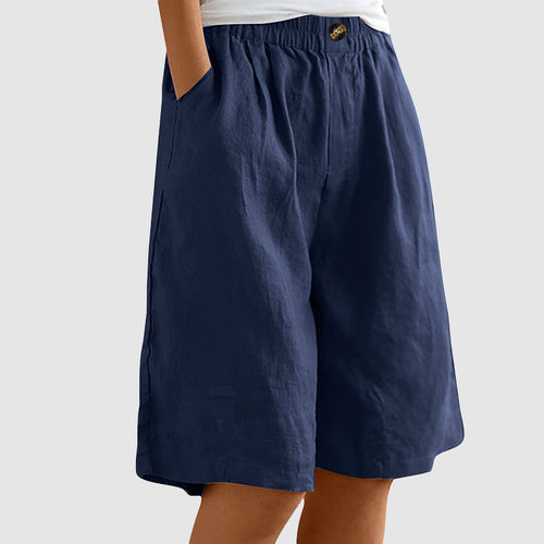Alicia - Women's Relaxed Wide Leg Knee-Length Shorts