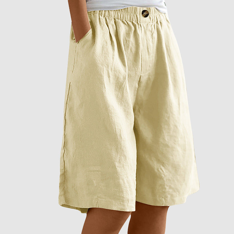 Alicia - Women's Relaxed Wide Leg Knee-Length Shorts