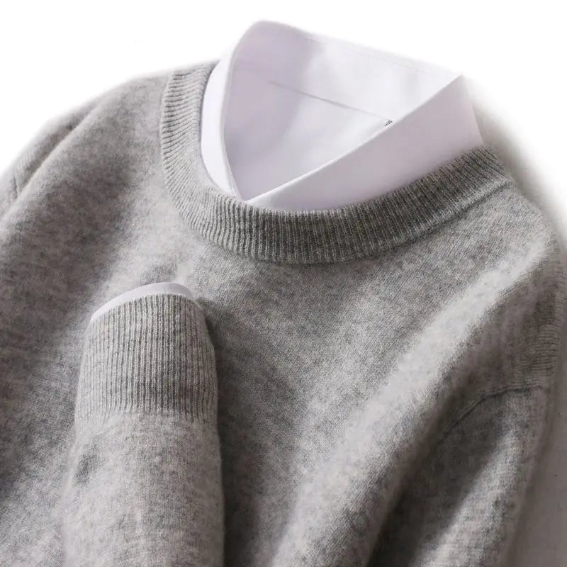 Allan - Men's Cashmere-Blend Crew Neck with Ribbed Trim