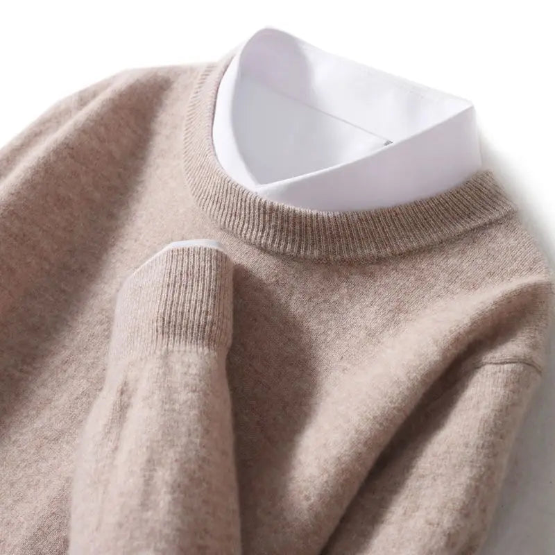 Allan - Men's Cashmere-Blend Crew Neck with Ribbed Trim