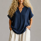 Annette - Women's V-Neck Relaxed Blouse