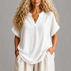 Annette - Women's V-Neck Relaxed Blouse