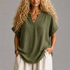 Annette - Women's V-Neck Relaxed Blouse