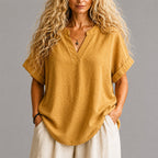 Annette - Women's V-Neck Relaxed Blouse