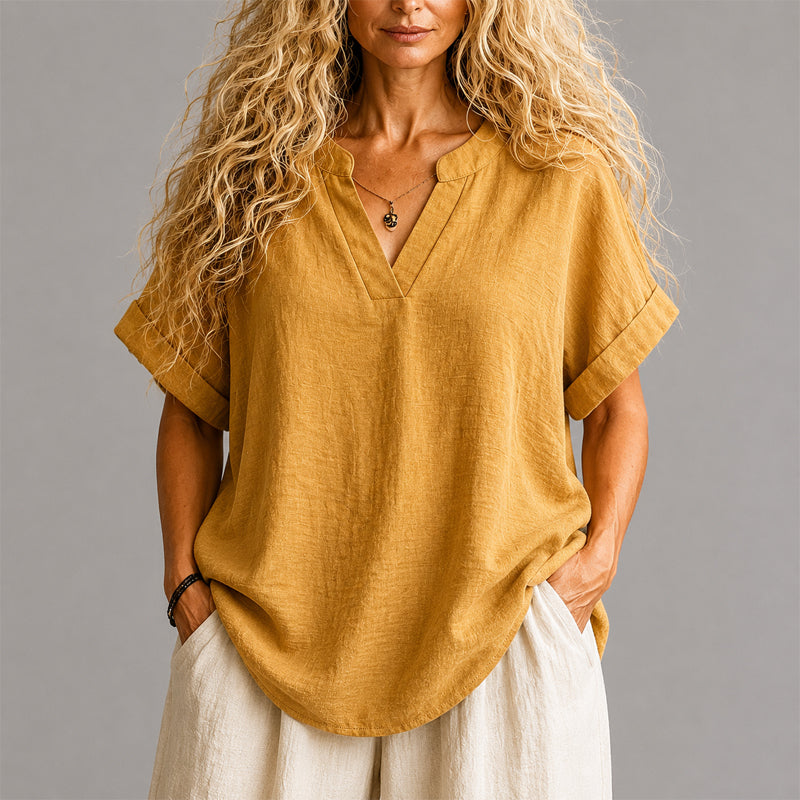 Annette - Women's V-Neck Relaxed Blouse