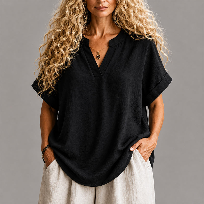 Annette - Women's V-Neck Relaxed Blouse