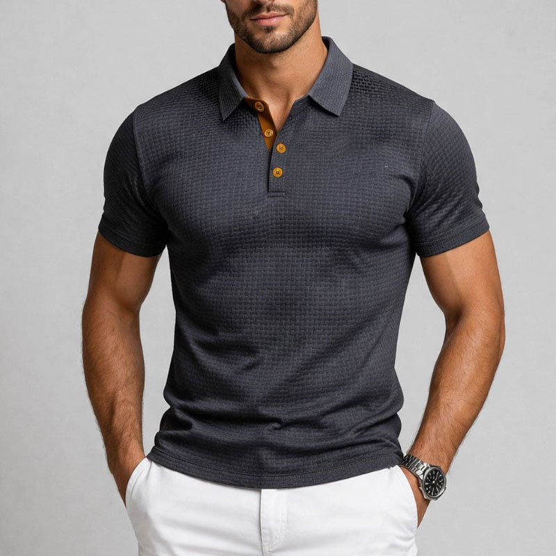 Anthony - Men’s Textured Short Sleeve Polo Shirt