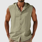 Arthur - Men’s Sleeveless Hooded Linen Shirt