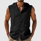 Arthur - Men’s Sleeveless Hooded Linen Shirt
