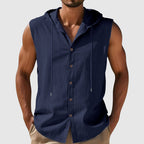 Arthur - Men’s Sleeveless Hooded Linen Shirt