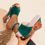 Ashley - Women’s Floral Print Wedge Sandals