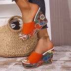 Ashley - Women’s Floral Print Wedge Sandals