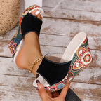 Ashley - Women’s Floral Print Wedge Sandals