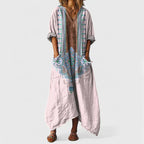 Audrey - Women’s Casual Vintage-Style Long Kaftan Dress