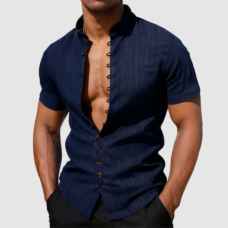 Austin - Men's Mandarin Collar Accent Button Shirt