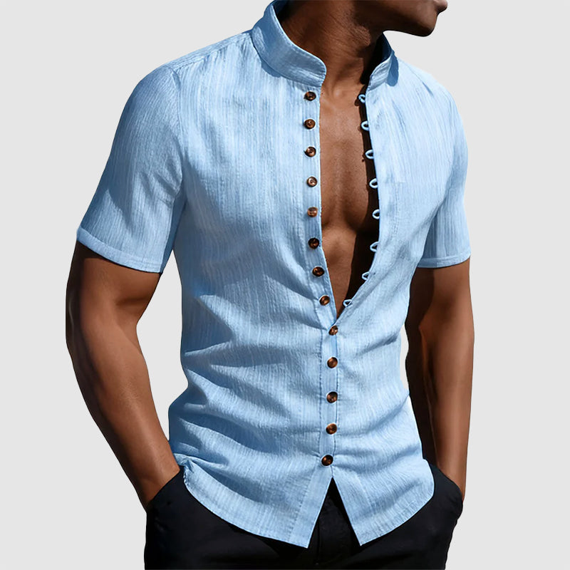 Austin - Men's Mandarin Collar Accent Button Shirt