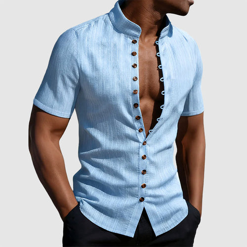 Austin - Men's Mandarin Collar Accent Button Shirt