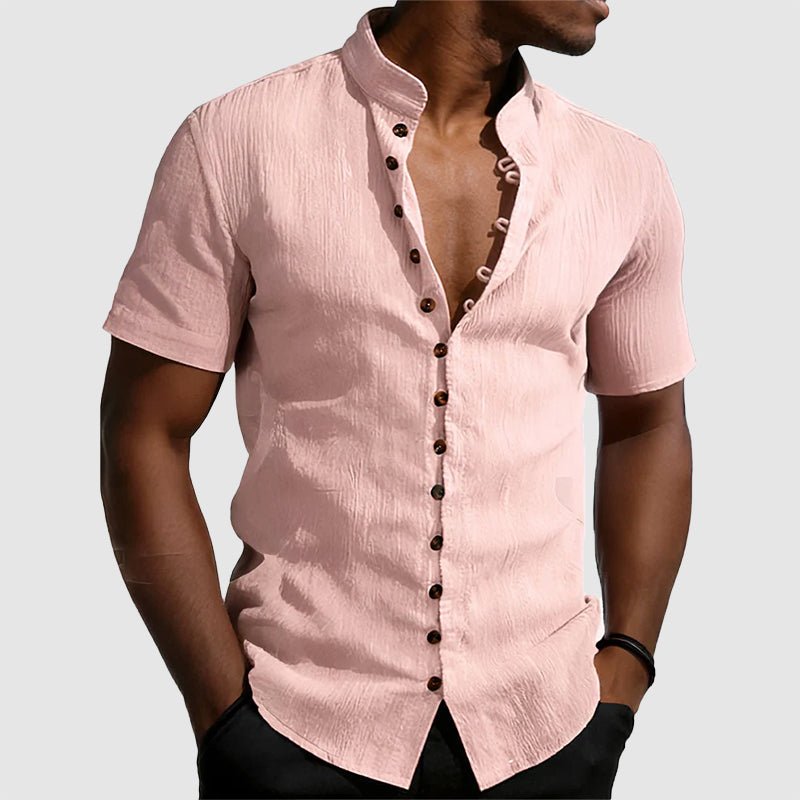 Austin - Men's Mandarin Collar Accent Button Shirt