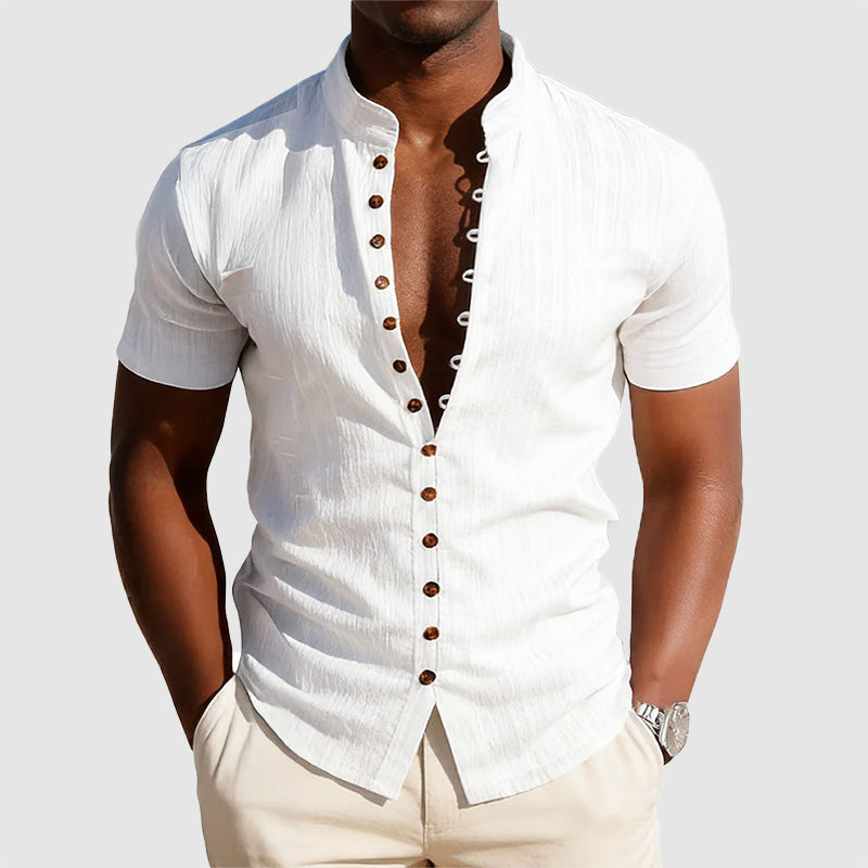Austin - Men's Mandarin Collar Accent Button Shirt