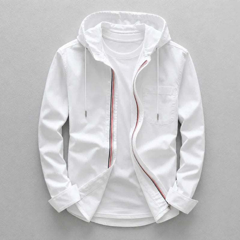 Austin - Cotton Linen Hooded Long Sleeve Shirt