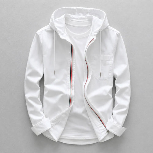 Austin - Cotton Linen Hooded Long Sleeve Shirt