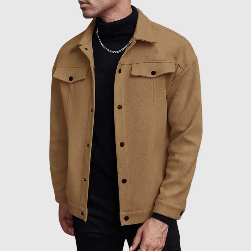 Austin - Men's Collared Shirt Jacket with Chest Pockets