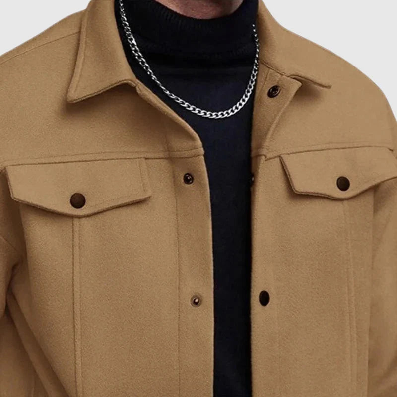 Austin - Men's Collared Shirt Jacket with Chest Pockets