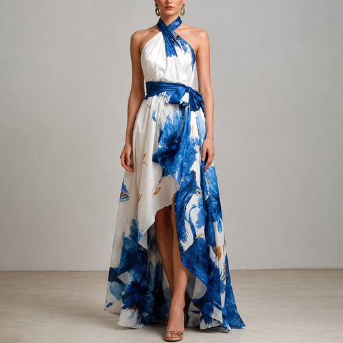 Beatrice - Women's Floral Halter Neck Maxi Dress