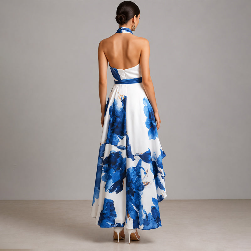 Beatrice - Women's Floral Halter Neck Maxi Dress