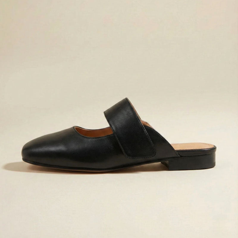 Bella - Women’s Genuine Leather Closed Toe Mule Flats