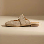 Bella - Women’s Genuine Leather Closed Toe Mule Flats