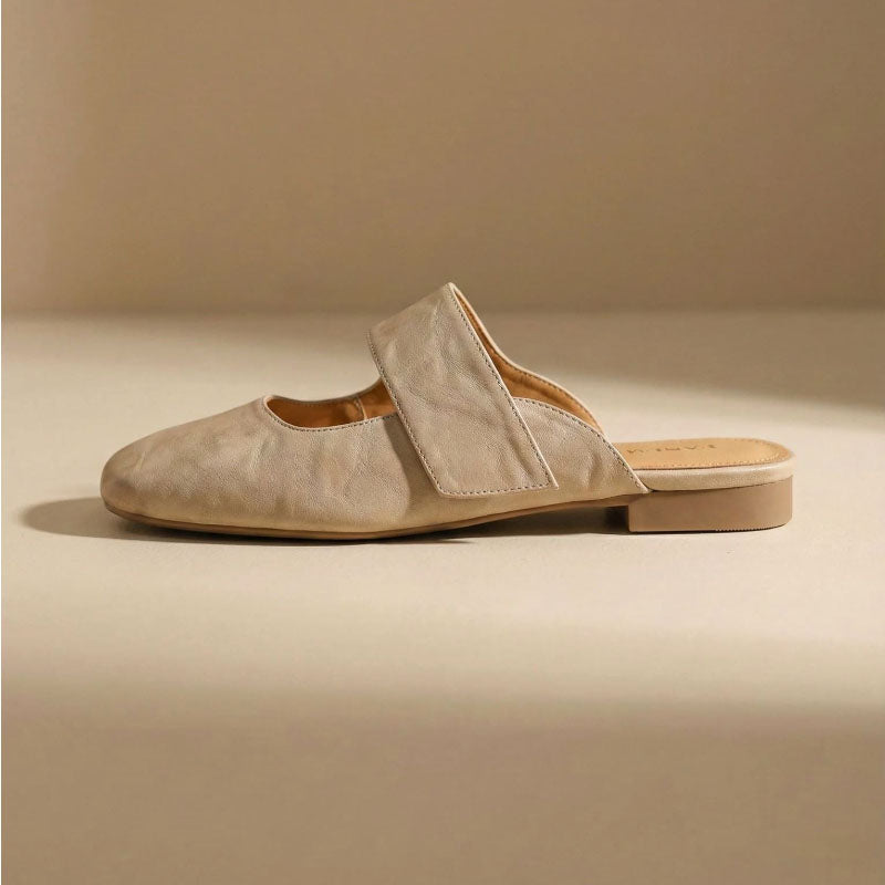 Bella - Women’s Genuine Leather Closed Toe Mule Flats