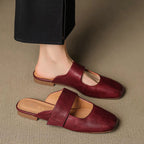 Bella - Women’s Genuine Leather Closed Toe Mule Flats