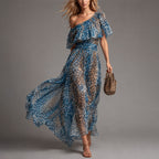 Bellamy - Women’s One Shoulder Leopard Print Maxi Dress