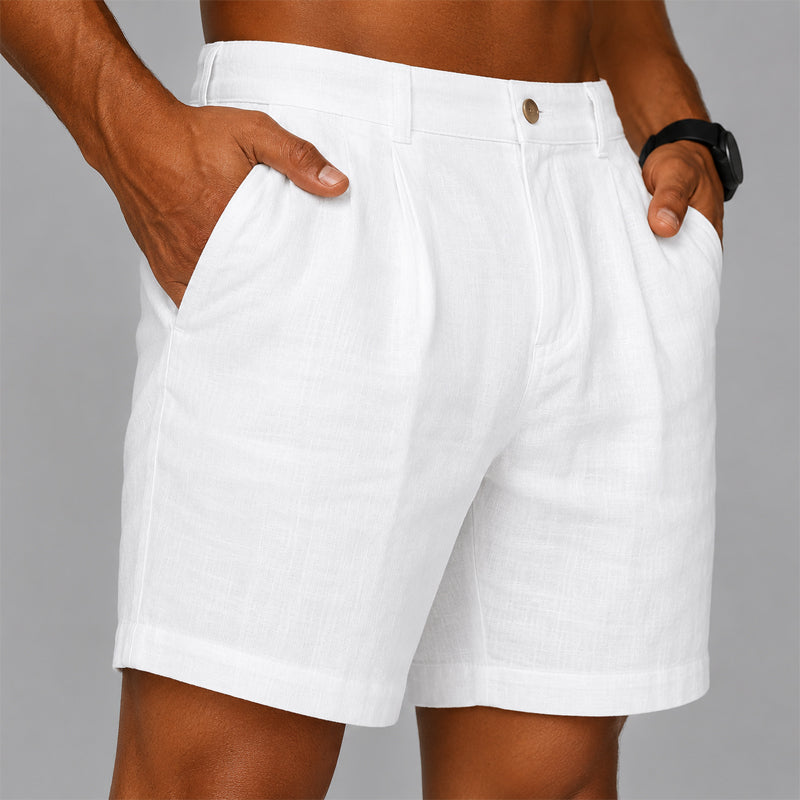 Benjamin - Men's Pleated Front Cotton Casual Shorts