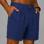 Benjamin - Men's Pleated Front Cotton Casual Shorts