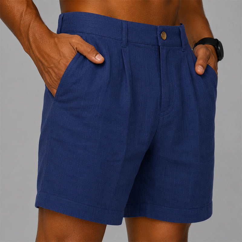 Benjamin - Men's Pleated Front Cotton Casual Shorts