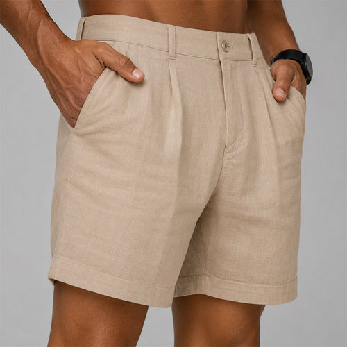 Benjamin - Men's Pleated Front Cotton Casual Shorts