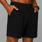 Benjamin - Men's Pleated Front Cotton Casual Shorts
