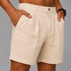Benjamin - Men's Pleated Front Cotton Casual Shorts