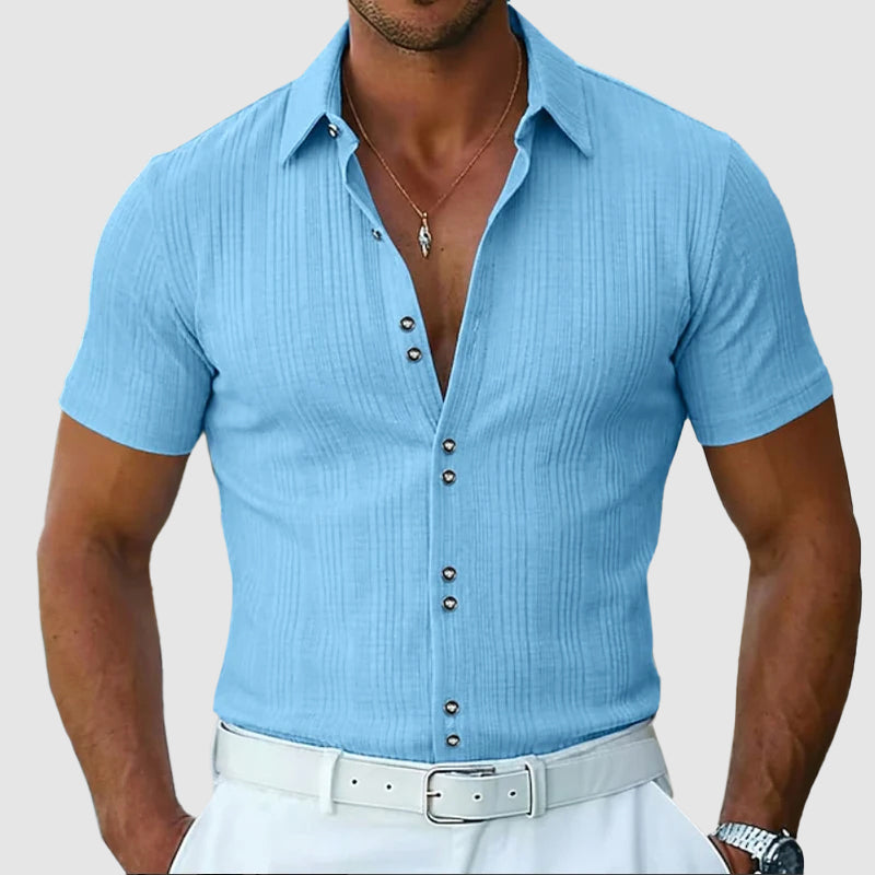 Bennett - Men’s Ribbed Button-Up Knit Polo Shirt