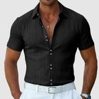 Bennett - Men’s Ribbed Button-Up Knit Polo Shirt