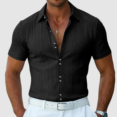 Bennett - Men’s Ribbed Button-Up Knit Polo Shirt